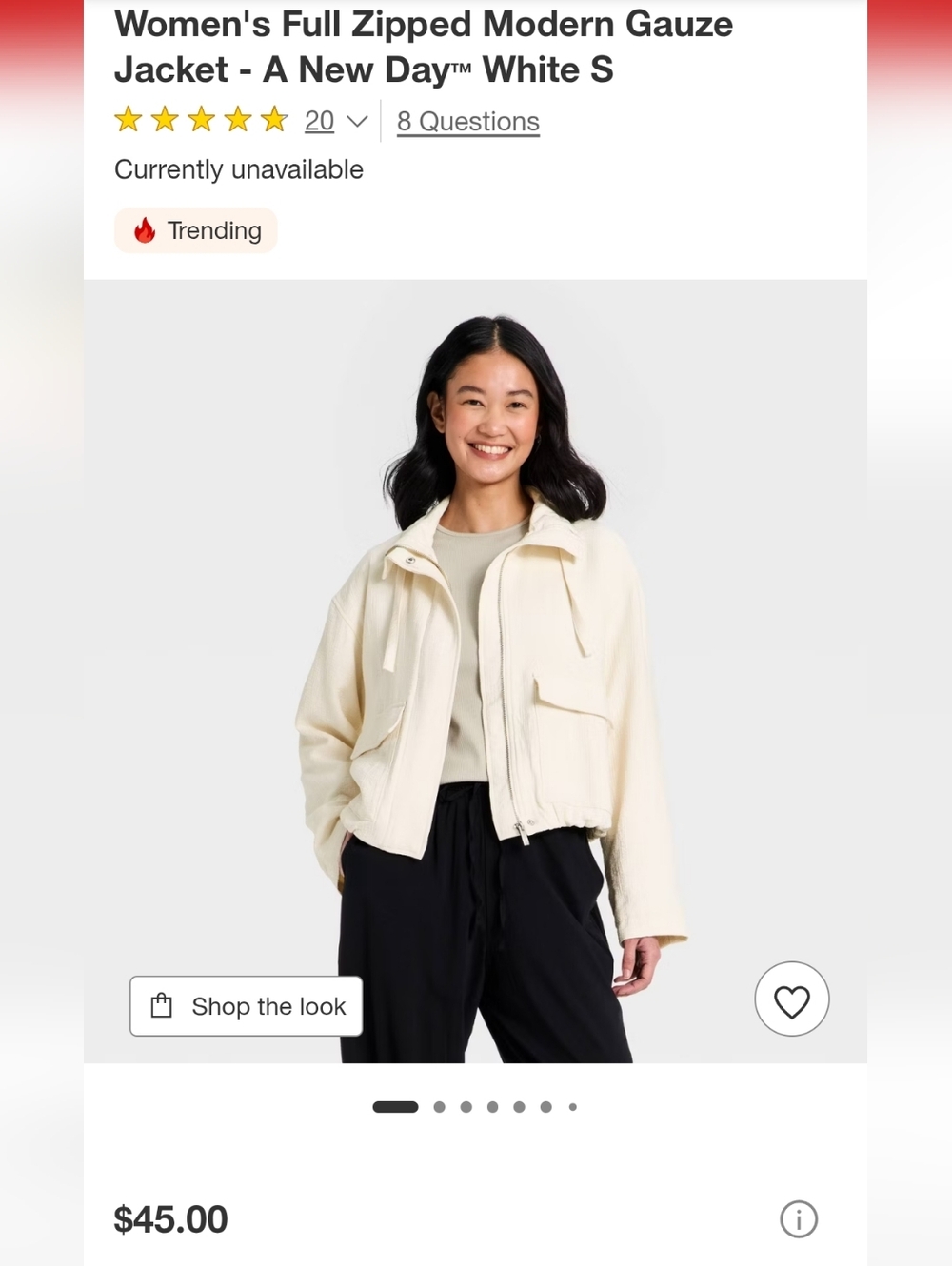 🛍 NWT Small VIRAL-SOLD OUT From Target a new day Cream Full-Zip Gauze Jacket 🛍
